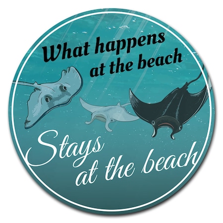 What Happens At The Beach Circle Vinyl Laminated Decal
